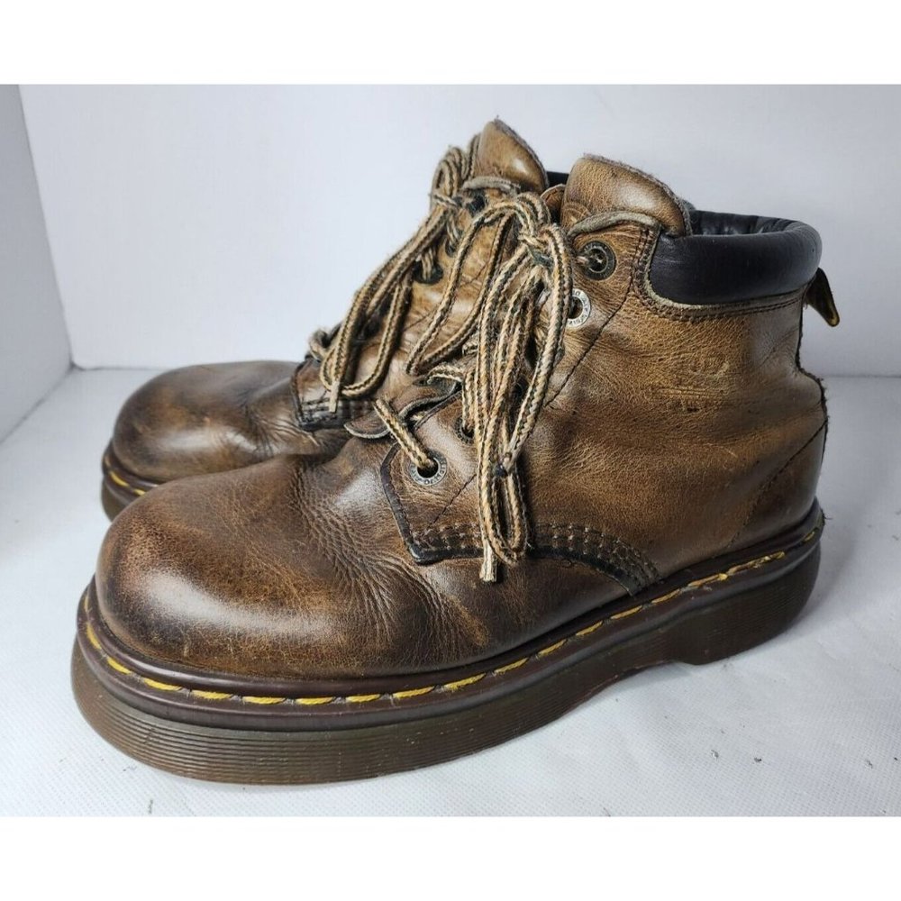 Vintage Y2K 90s Dr. Martens Brown Leather Lace Up Combat Boot Size 10